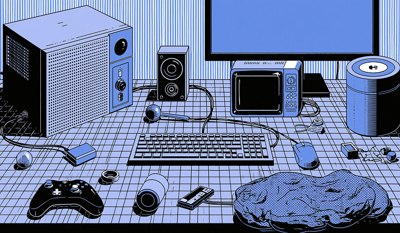 Connected workplace technology including computers, mobile devices, audio equipment, storage, and digital tools supporting business operations.