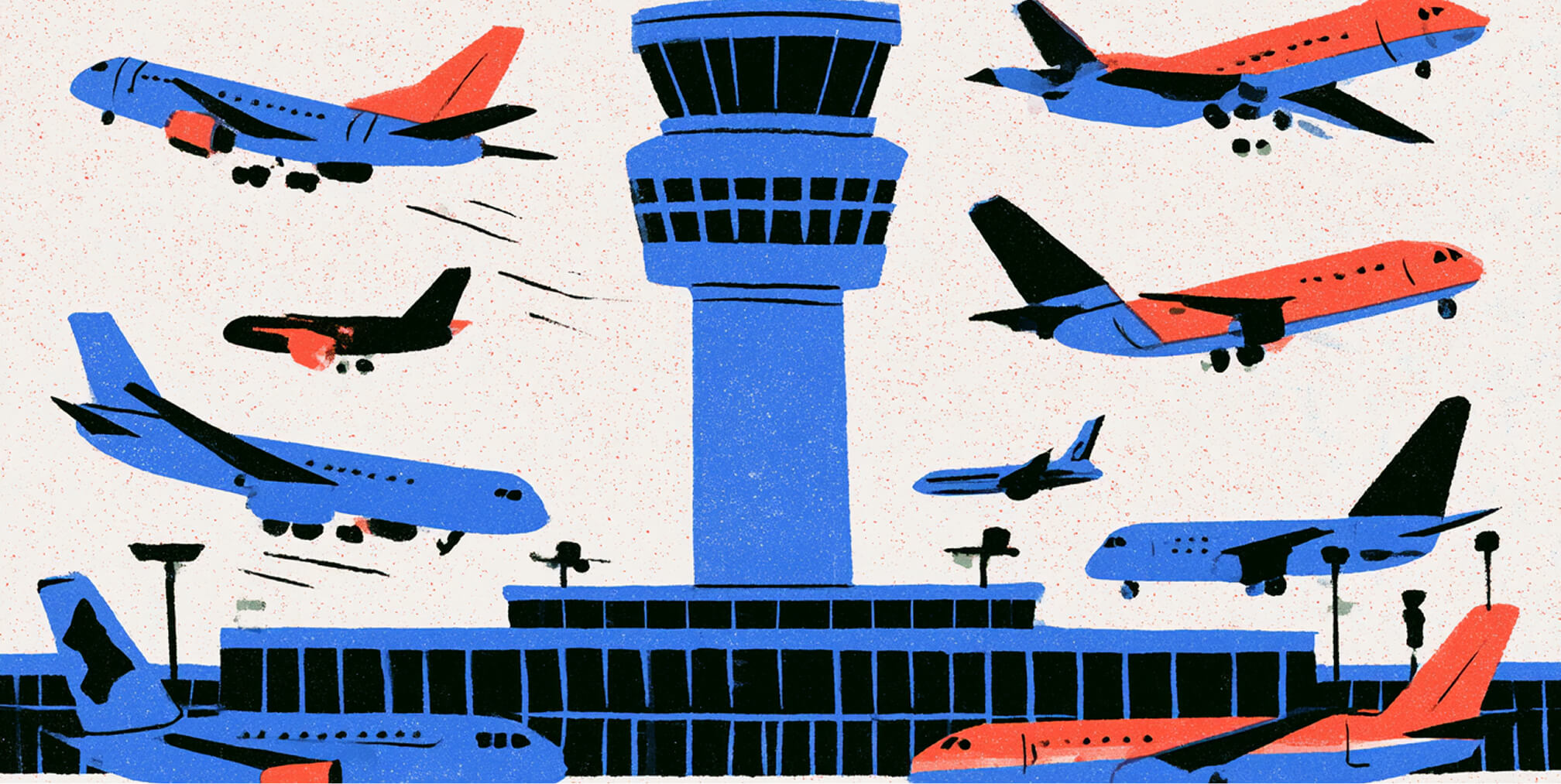 Airport control tower coordinating multiple flights, symbolizing a venture capital portal that manages startup deal flow, investor activity, and funding opportunities from one centralized platform.