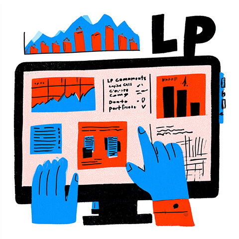Venture capital portal interface tracking LP commitments, portfolio companies, fundraising progress, and investment performance in one dashboard.