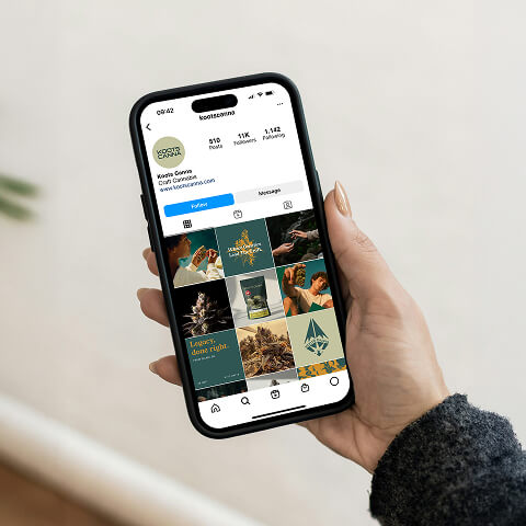 Cannabis brand Instagram profile showcasing coordinated social media content, product imagery, and digital brand identity.