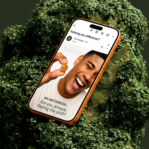 Cannabis wellness brand email campaign displayed on a smartphone, highlighting lifestyle-focused digital marketing and customer engagement.