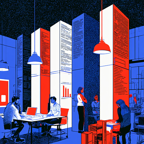 Creative team working inside a structured studio environment, representing an organized, scalable agency model.