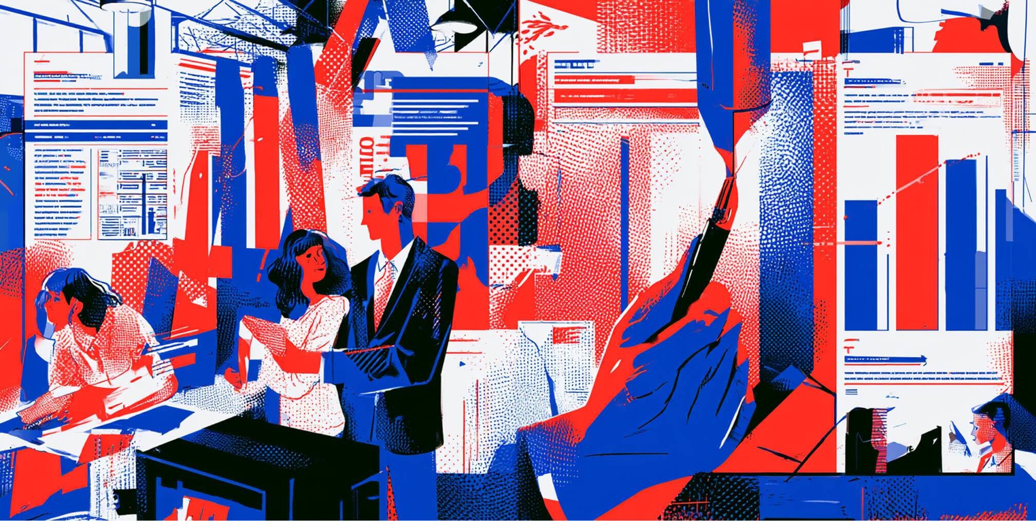 Team reviewing reports, charts, and performance data, illustrating how successful brand building combines creative decisions with research, measurement, and business strategy.