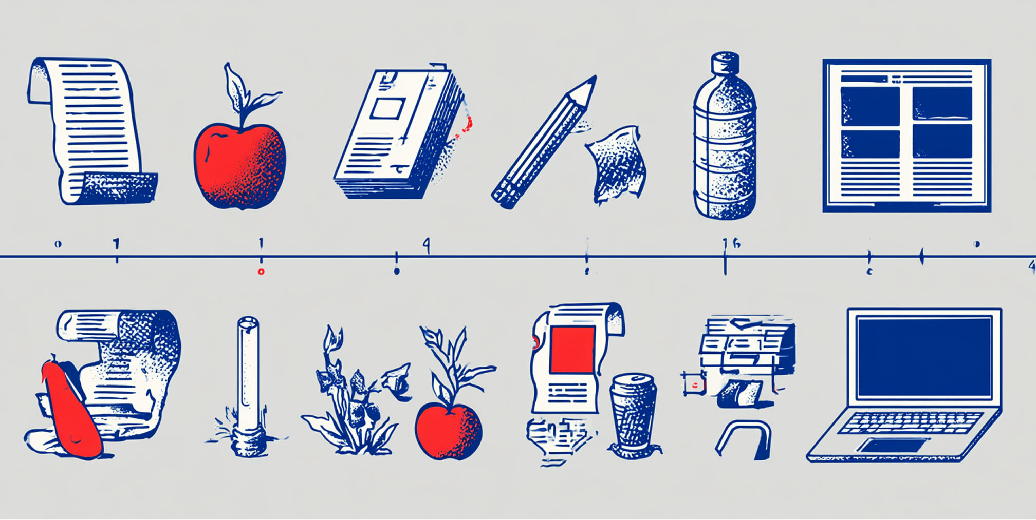 Traditional creative tools and physical materials transition toward digital devices and a laptop, representing the evolution of branding from conventional methods to AI-enabled digital workflows.