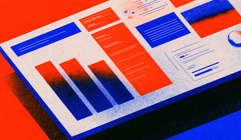 Digital analytics dashboard displaying charts, content modules, and campaign data, representing monitoring and optimizing advertising performance.