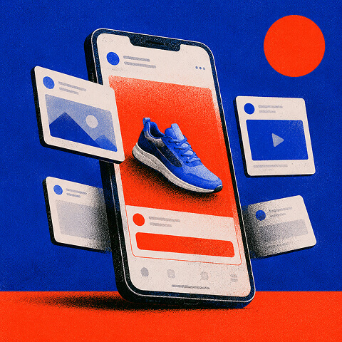 Social media ad interrupting a browsing feed to introduce a product.