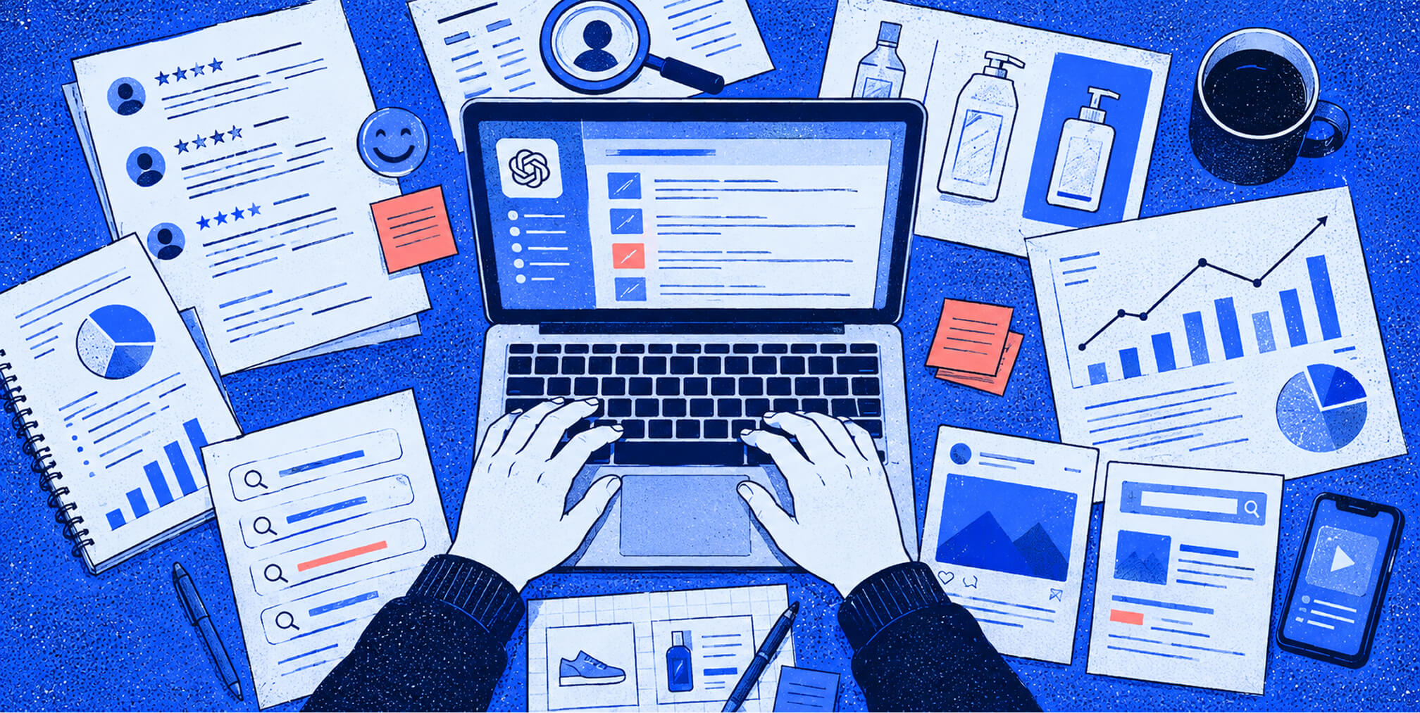 Advertising strategist using AI to organize research, campaign ideas, ad concepts, and performance data.