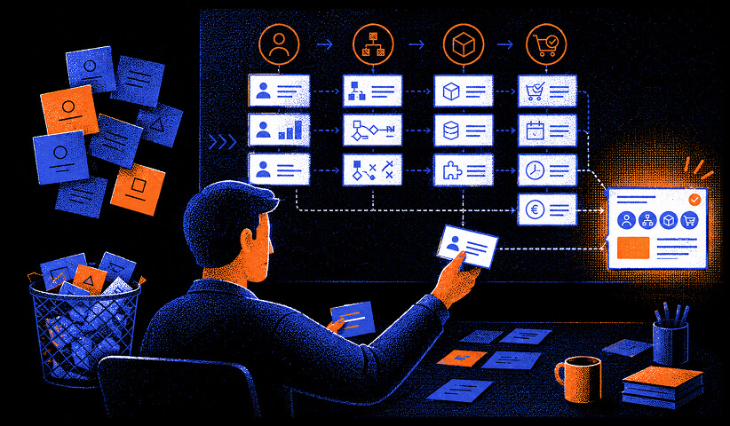 Broad B2B topics being refined into specific customer situations and intent themes.
