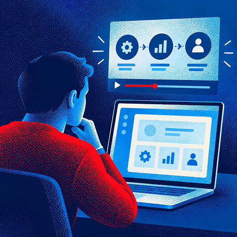 An explainer video helps a SaaS buyer understand product features during consideration.