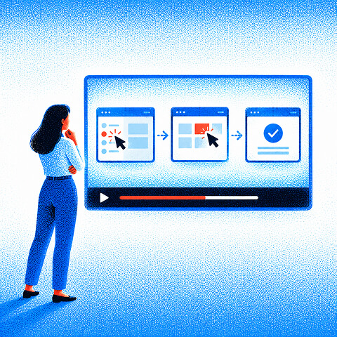 A product demo walks a SaaS buyer through three clear workflow steps.