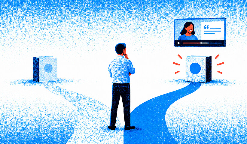 A testimonial helps a late-stage buyer choose between competing SaaS options.