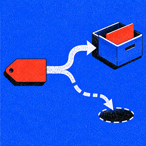 UTM parameter tag branching into organized storage and an excluded path, representing rules for managing campaign tracking data.