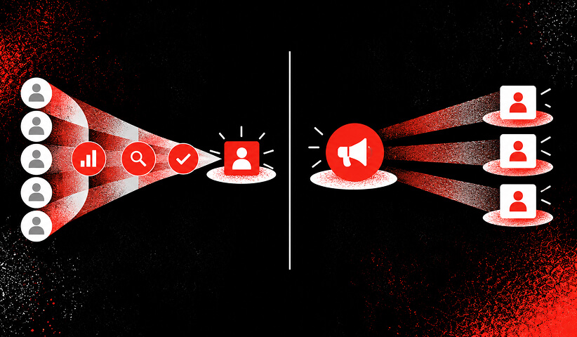 Two ABM journeys compare predictive account prioritization with advertising-led account engagement.