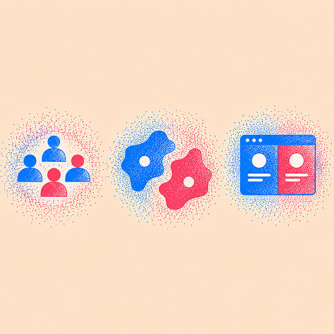 Incrementality testing concepts represented by an audience group, test variables, and a comparison between two campaign experiences.