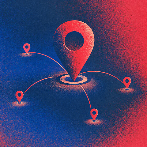 A Vancouver headquarters marker connects to multiple service areas without implying additional physical offices.