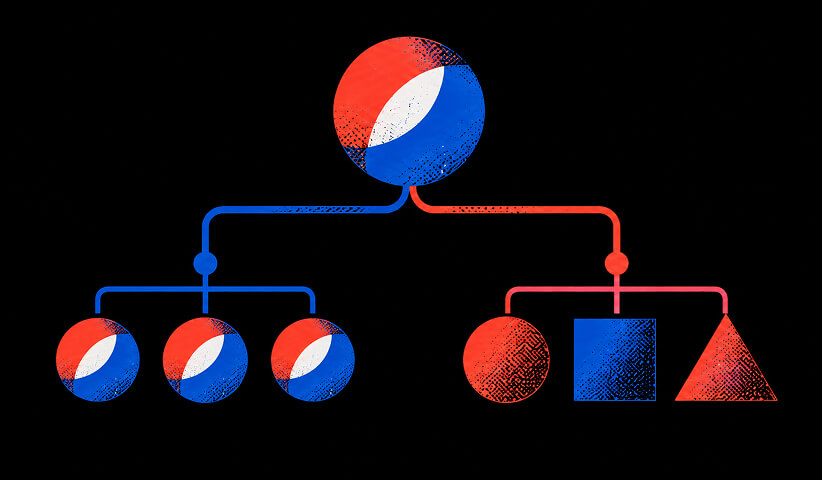 Brand equity is either shared across connected brands or kept separate across independent portfolio brands.