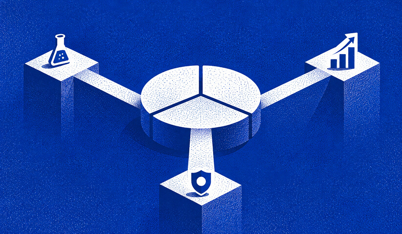 Experimentation, security, and growth pathways connected through a segmented central platform, representing the core components of paid media optimization.
