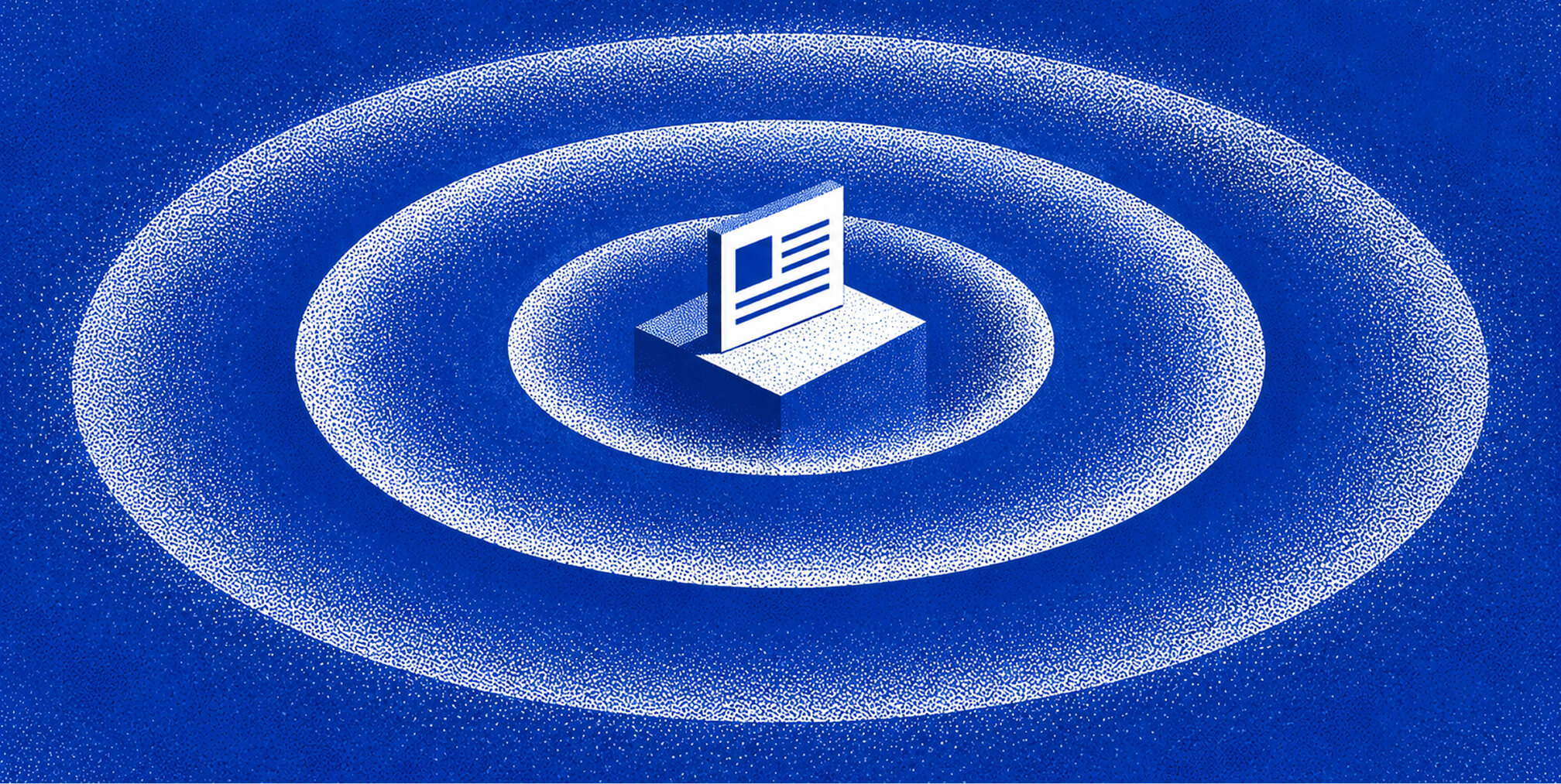 Digital advertisement positioned at the center of concentric target rings, representing precise audience targeting in paid media campaigns.