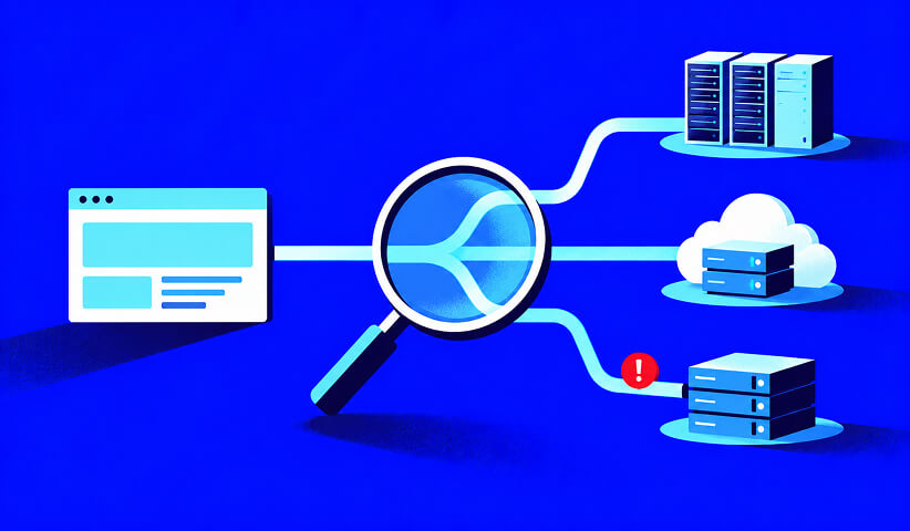 WordPress website connected to multiple PHP server environments being checked for vulnerability exposure.