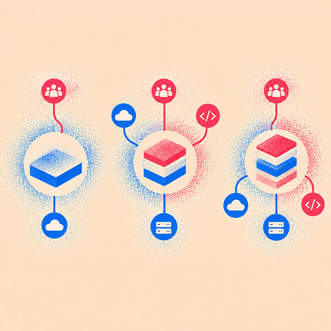 Three enterprise website operating models with different divisions of platform and team responsibility.