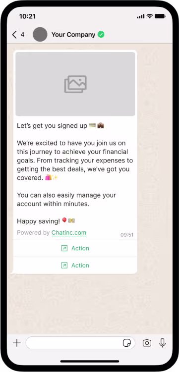 WhatsApp banking conversation on a phone