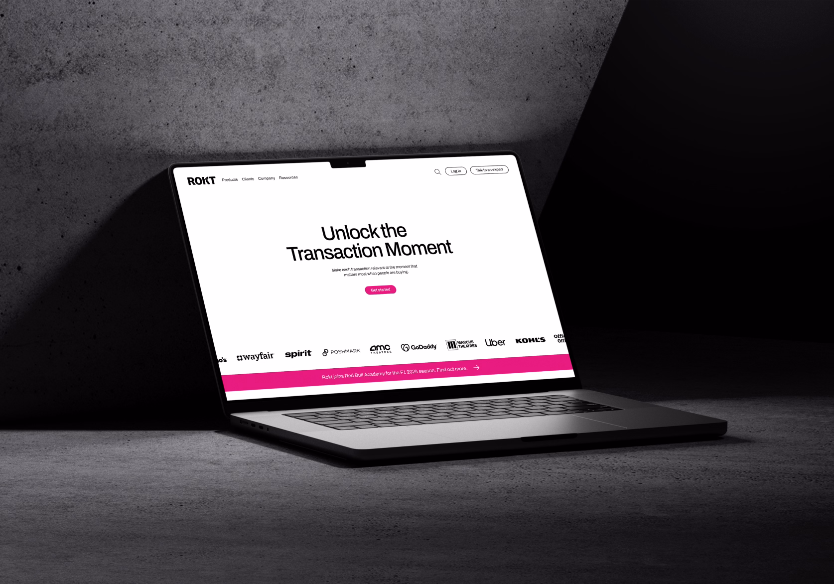 A photo of a laptop with the Rokt website loaded.