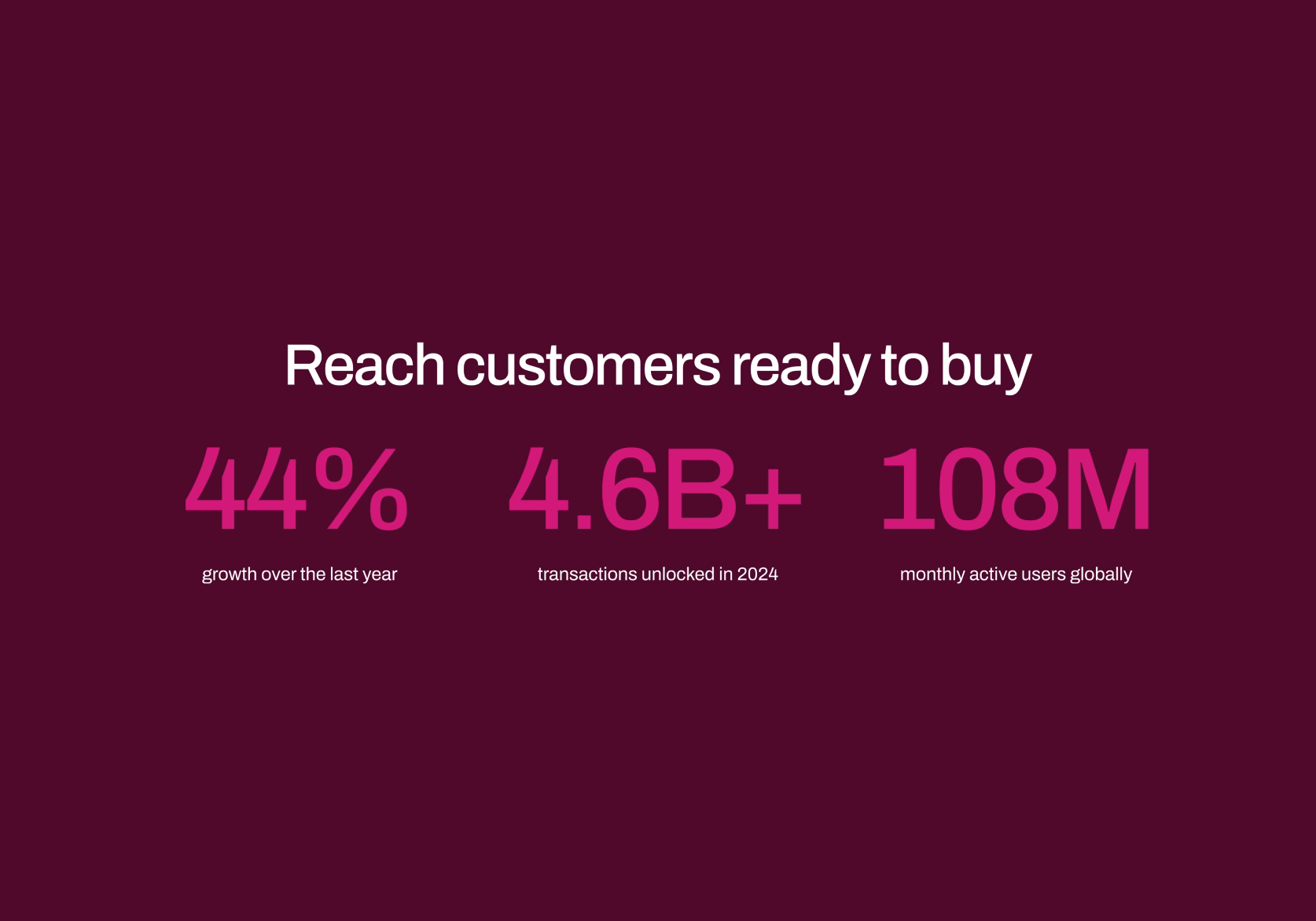 A page from the Rokt website showing statistics written in the brand font.