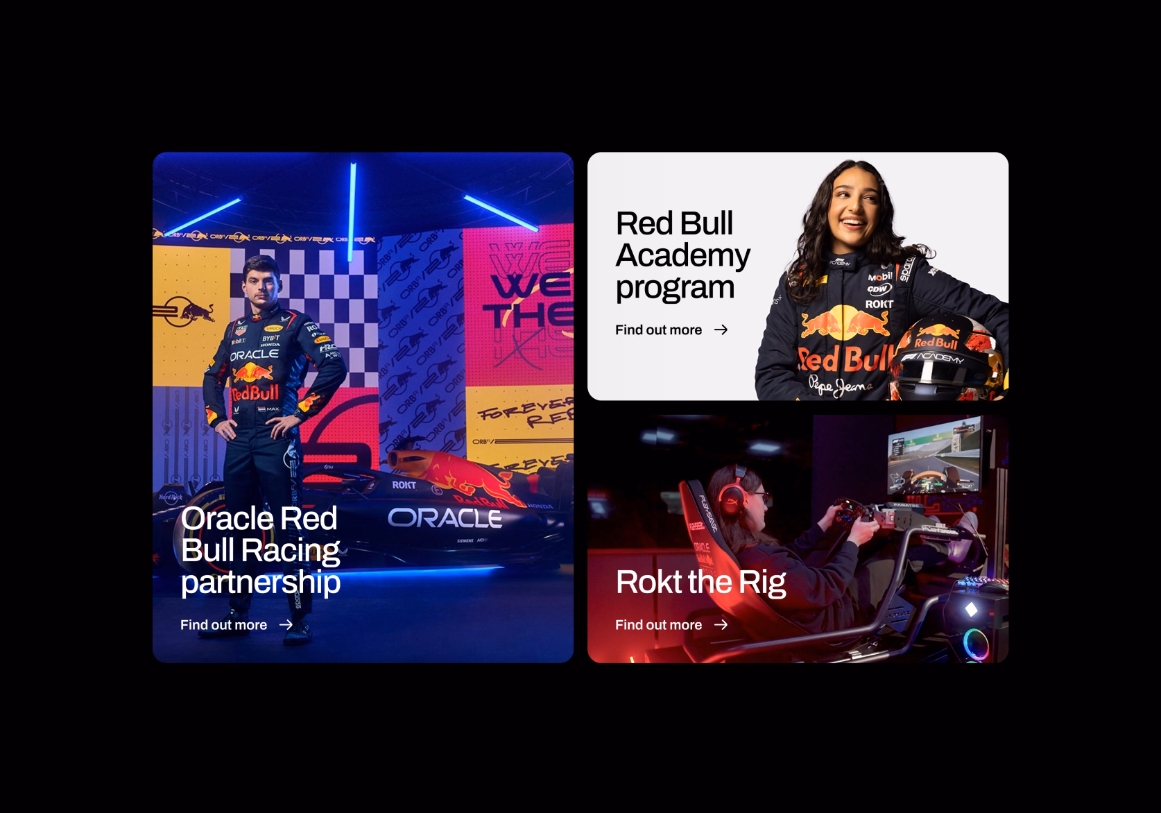 A compilation of promotional photos from Redbull Oracle Racing.