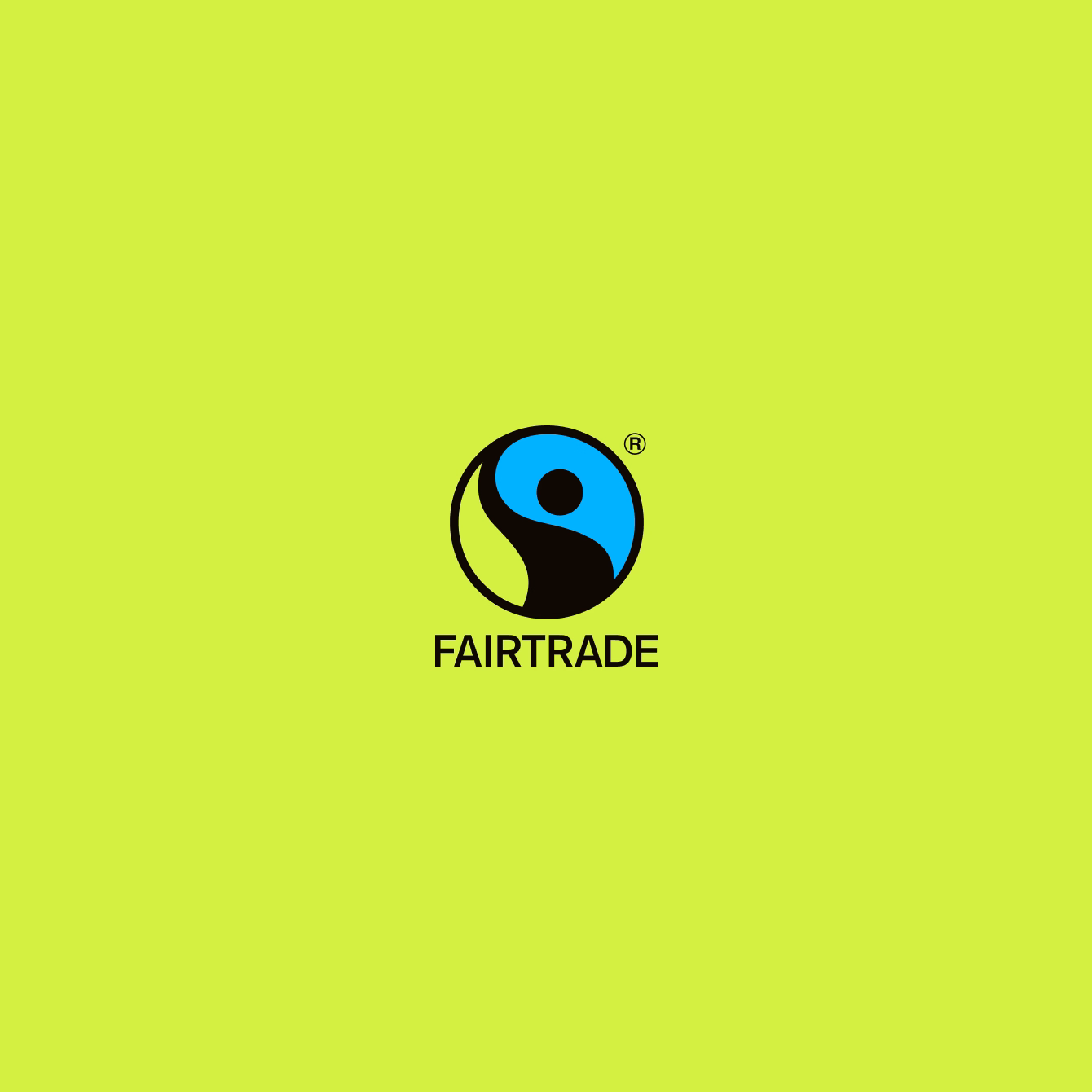Fairtrade logo on a bright green background