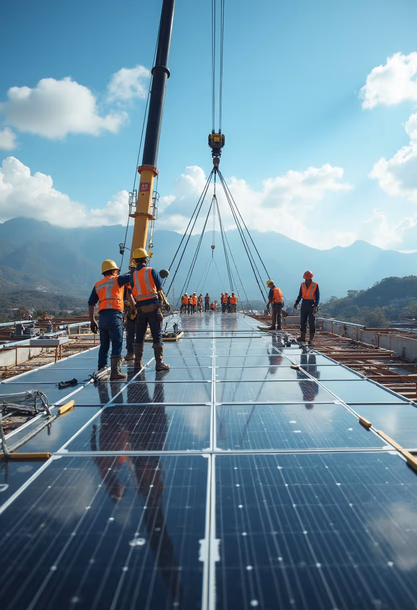 Instalación de de paneles solares industriales
