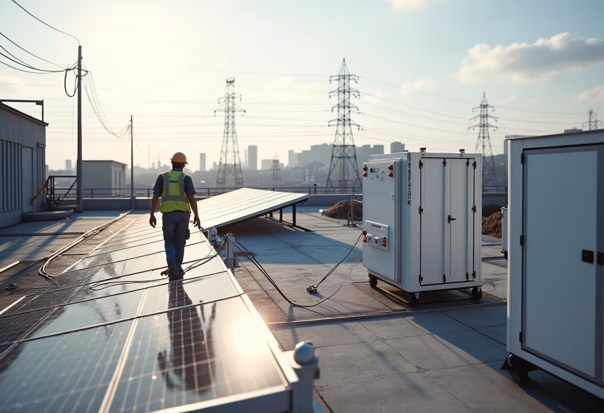Instalación de paneles solares en fábricas