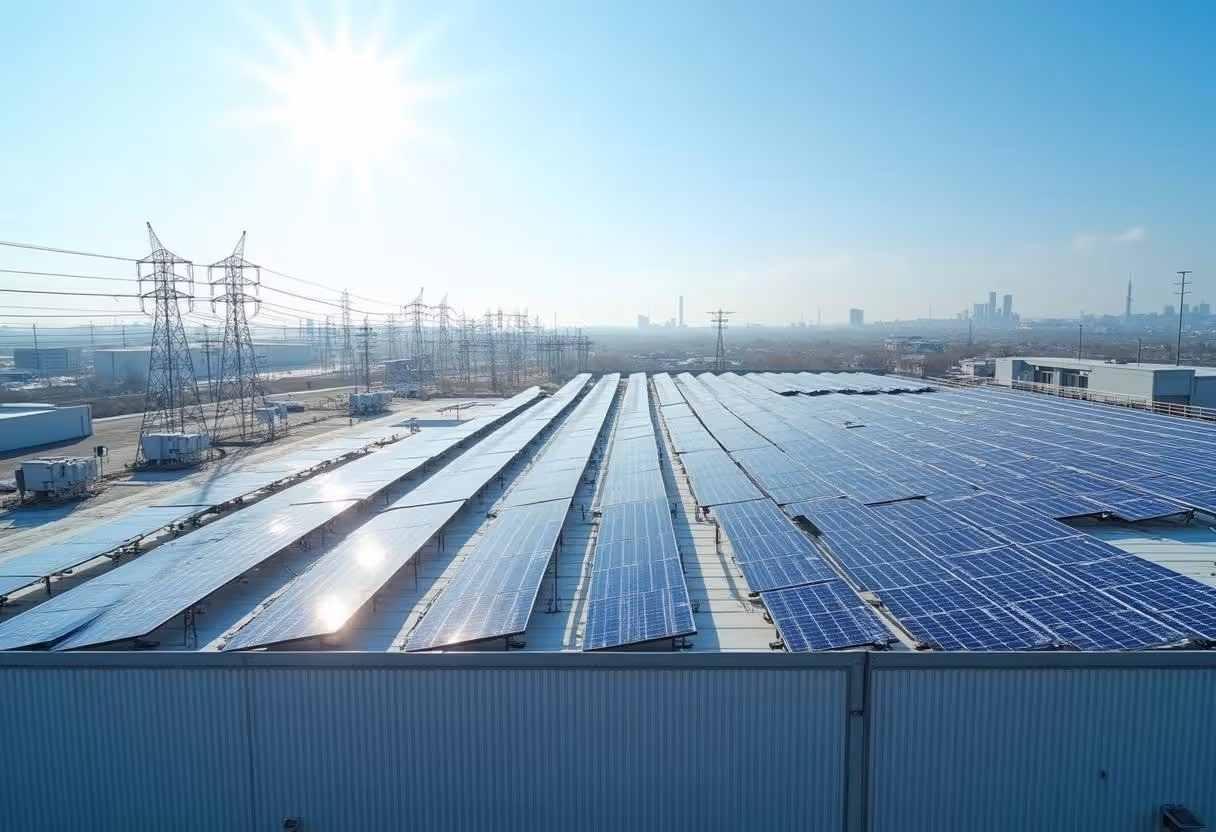 Instalación de paneles solares en la industria