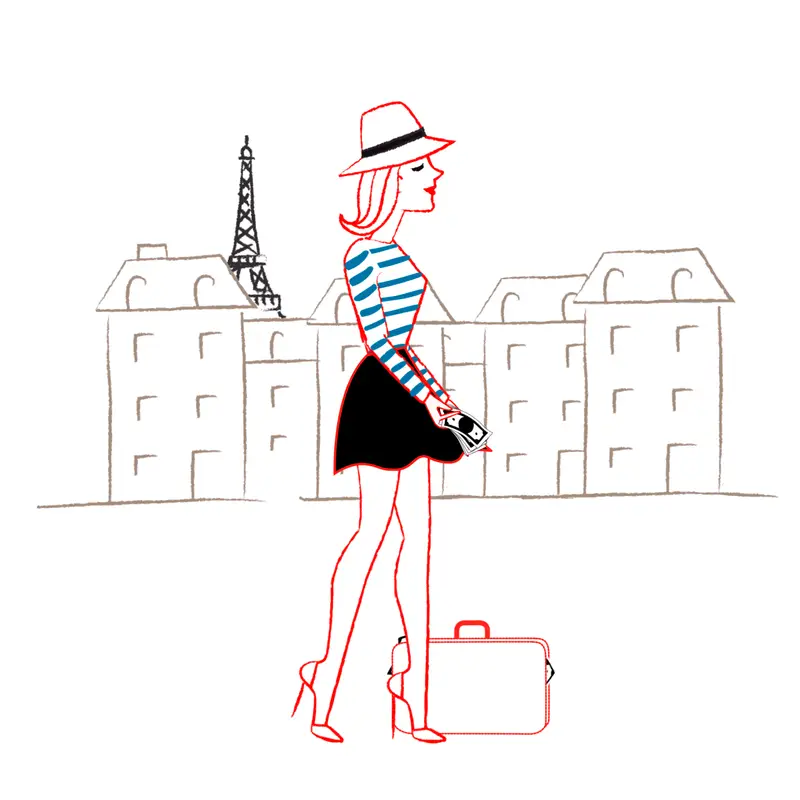 Illustration animée d'une Parisienne à la valise