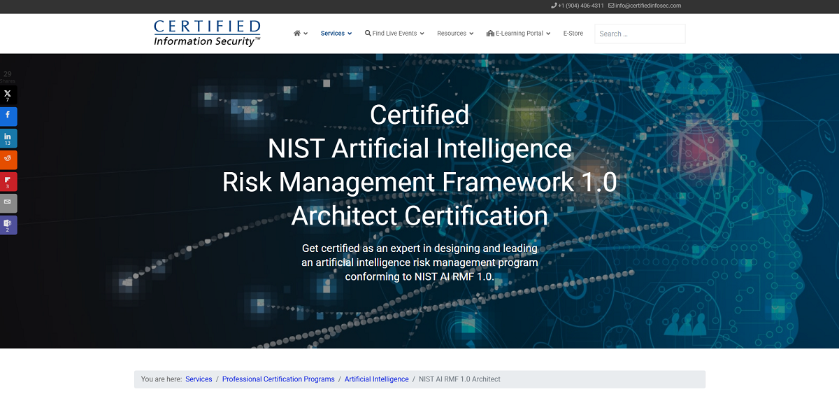 NIST AI Risk Management Framework 1.0 Architect Certification
