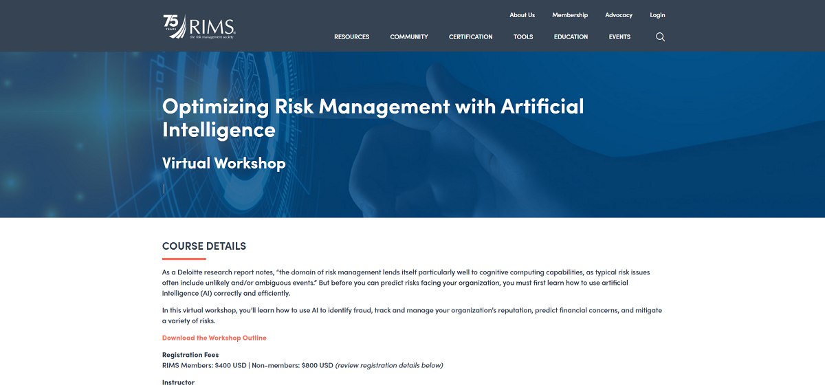 RIMS Optimizing Risk Management with Artificial Intelligence