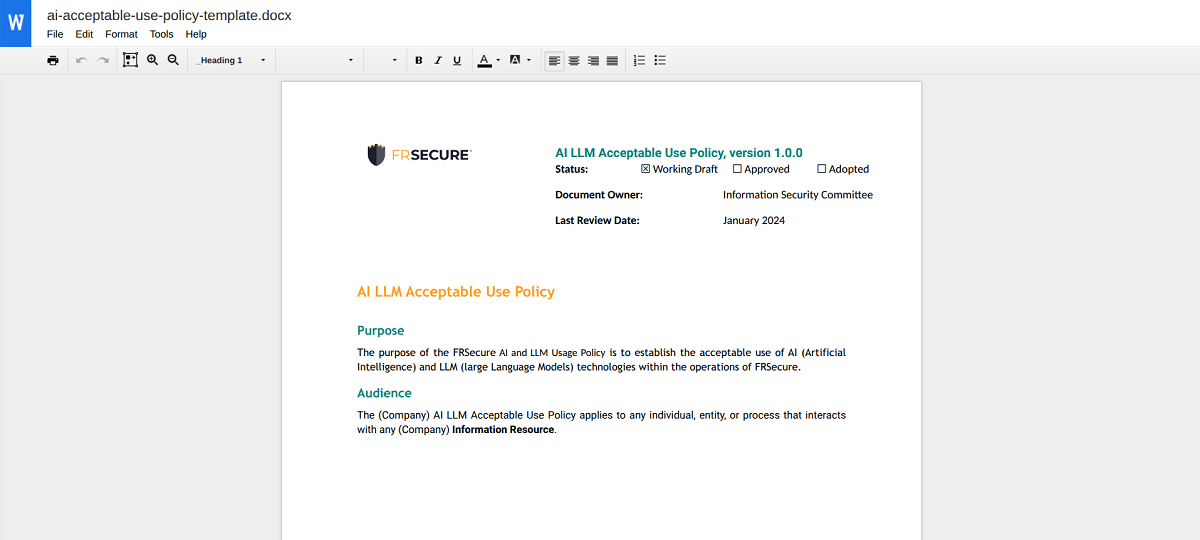 AI Acceptable Use Policy Template