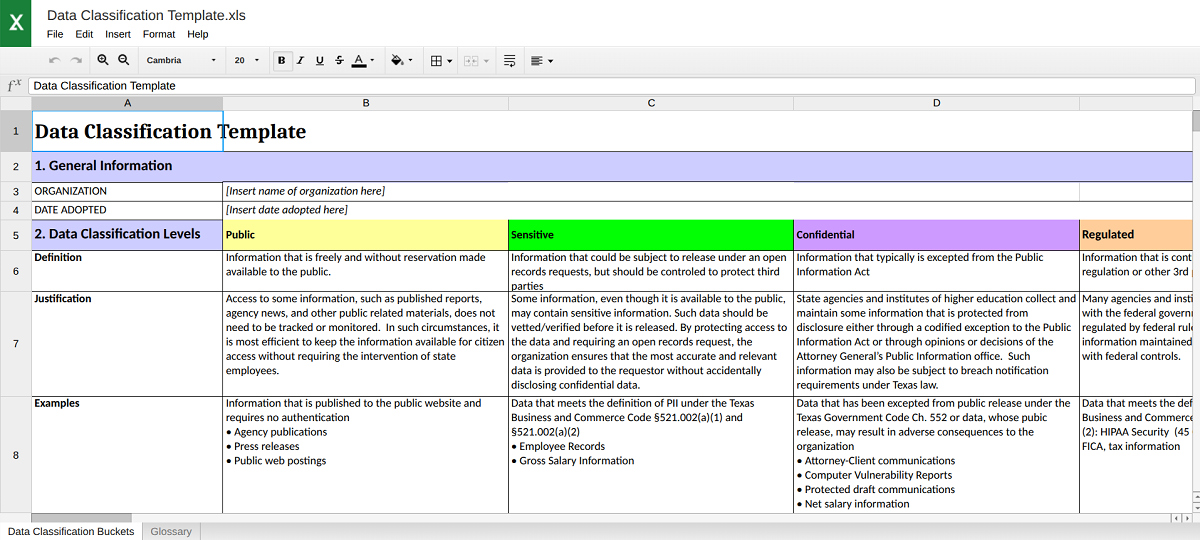 Data Classification Template