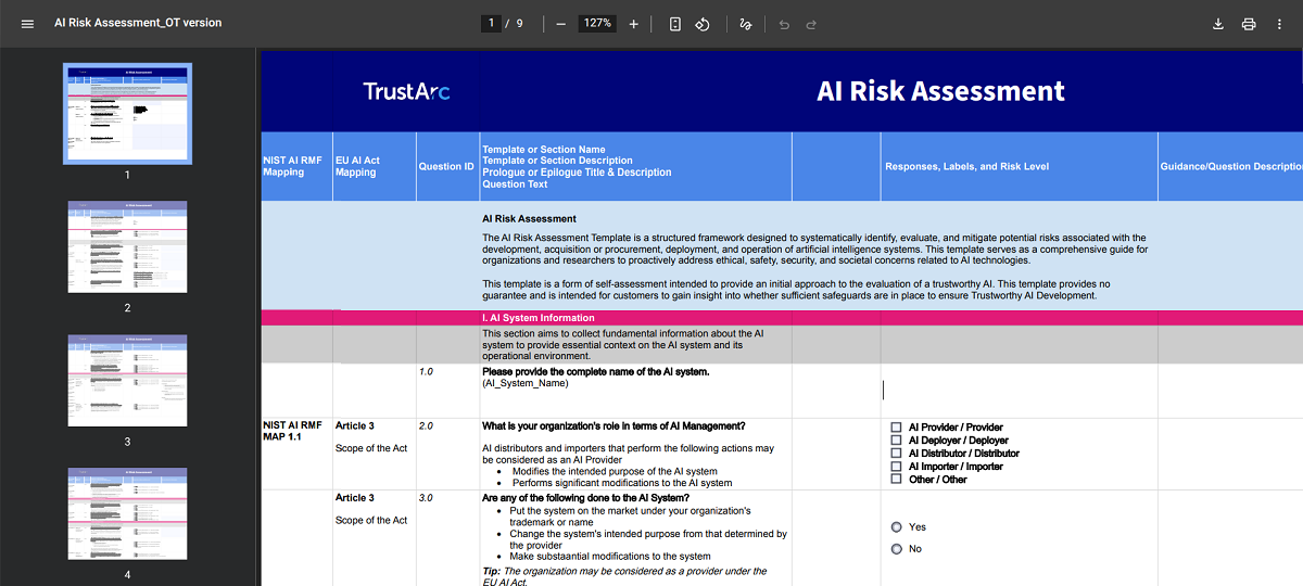 Risk Assessment Framework Template