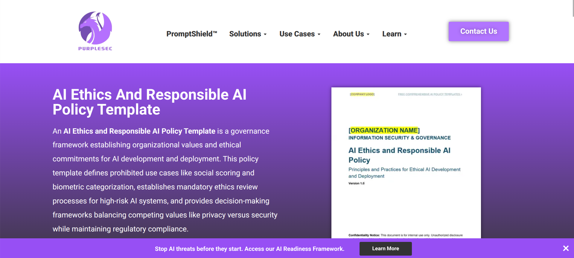 AI Ethics and Responsible AI Policy Template