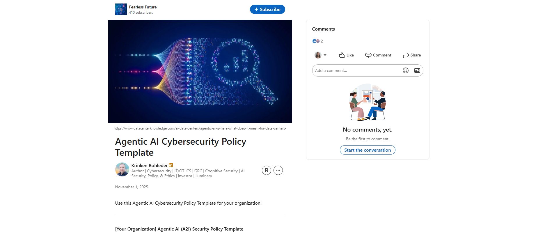 Agentic AI Cybersecurity Policy Template