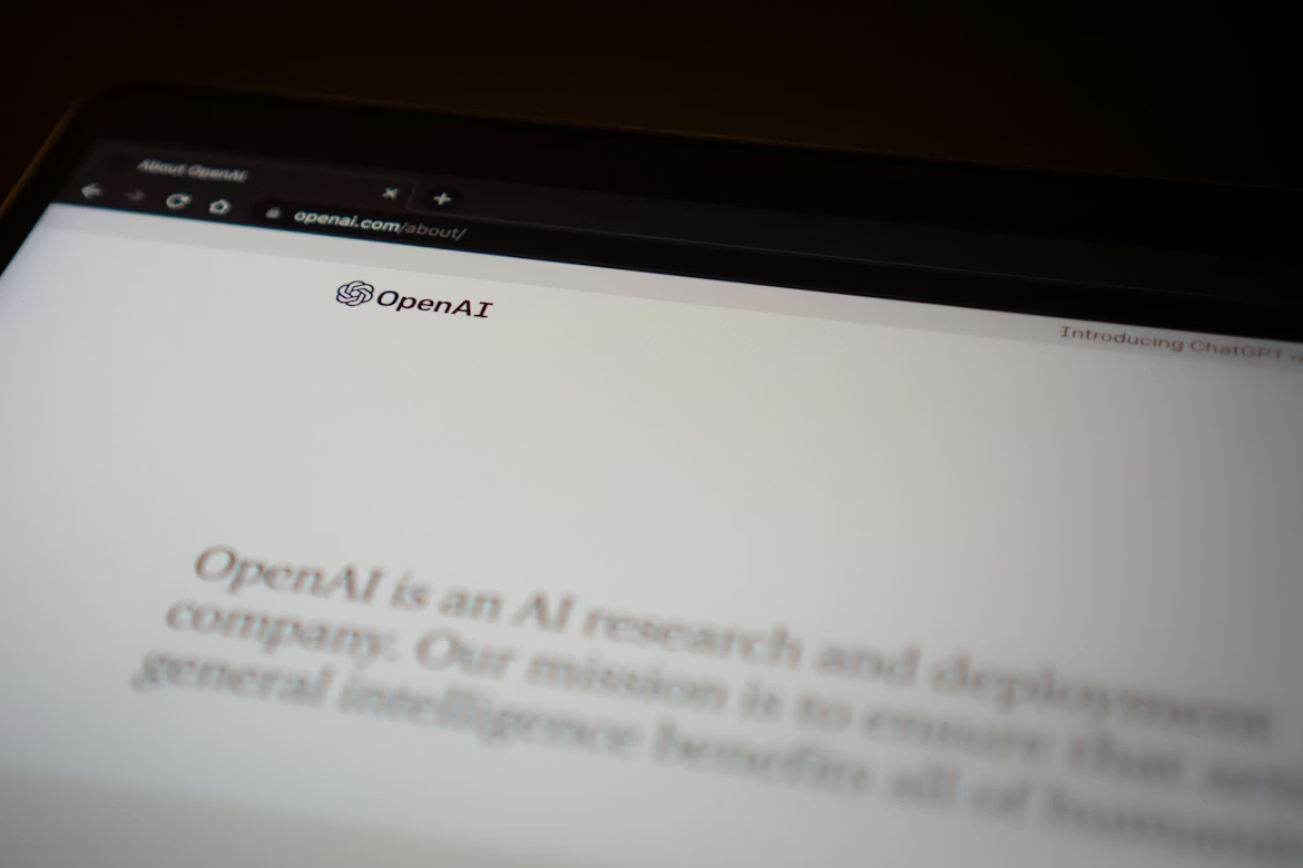 Blurred OpenAI website displayed on a laptop screen, illustrating ChatGPT and the growing concerns around AI security, data poisoning attacks, and the integrity of training data