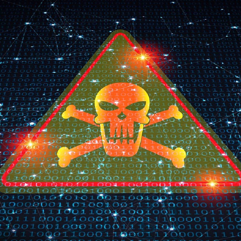 Training data poisoning warning graphic featuring a hazard symbol over binary data and a digital network background, representing poisoned AI training datasets, cybersecurity threats, and model compromise.