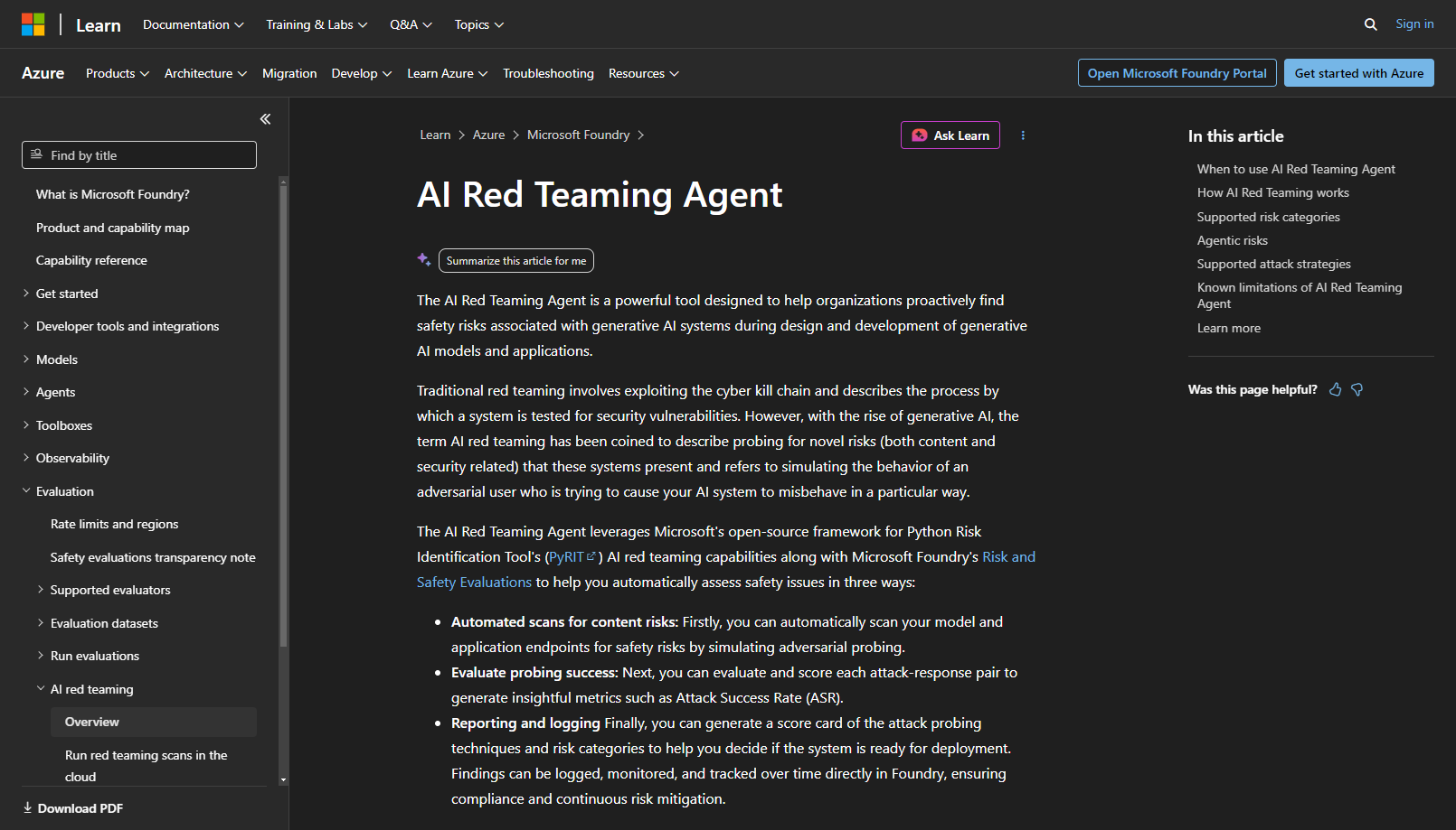 Microsoft AI Red Teaming Agent