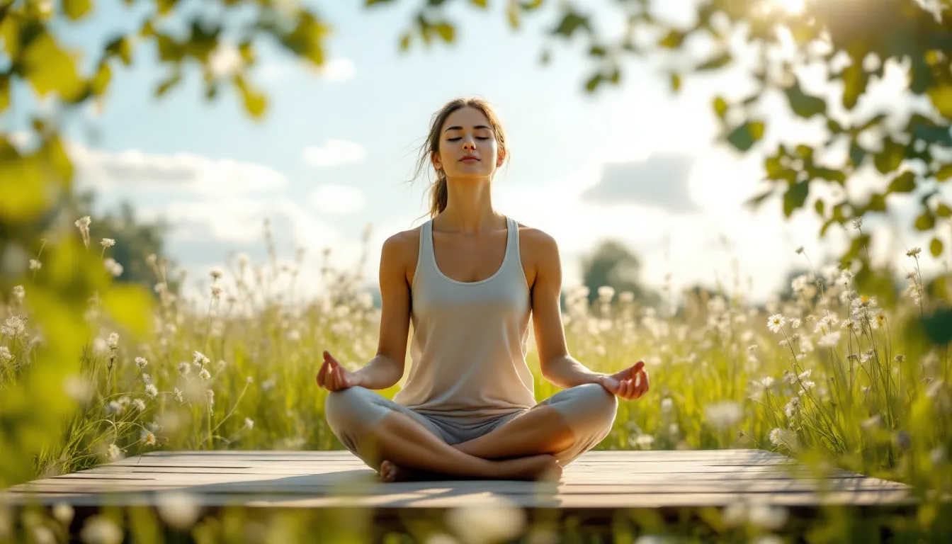 Une personne est assise dans un environnement calme, pratiquant des exercices de respiration pour gérer ses émotions et réduire son stress. Ce moment de bien-être lui permet de mieux comprendre ses besoins émotionnels et d'améliorer sa relation avec l'alimentation.
