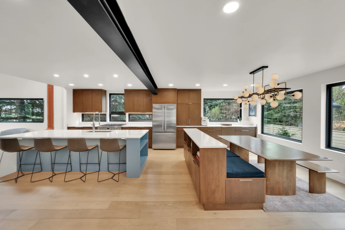 Affordable kitchen remodel focusing on cost-effective updates such as new cabinets, countertops, and flooring.