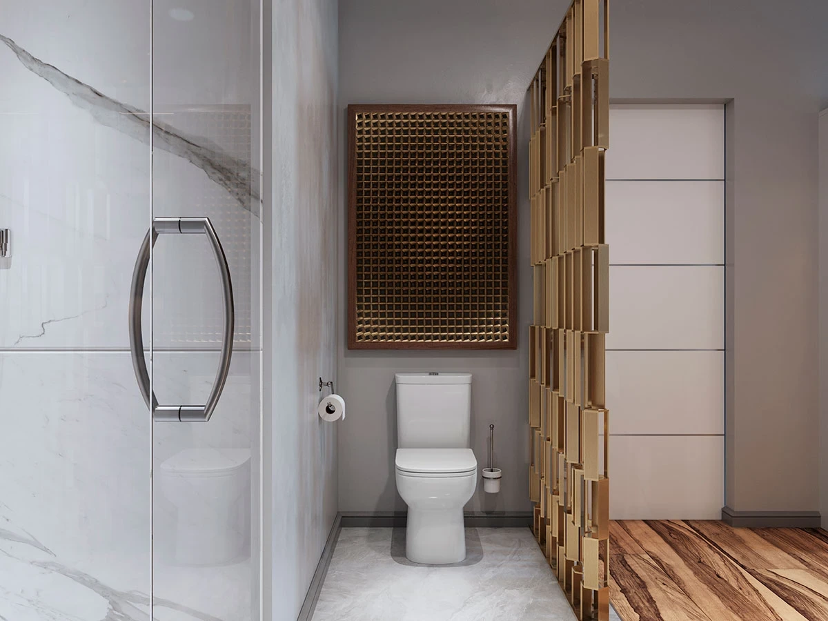 Bathroom with double vanity mirror, custom lighting, and vinyl flooring in Salt Lake City