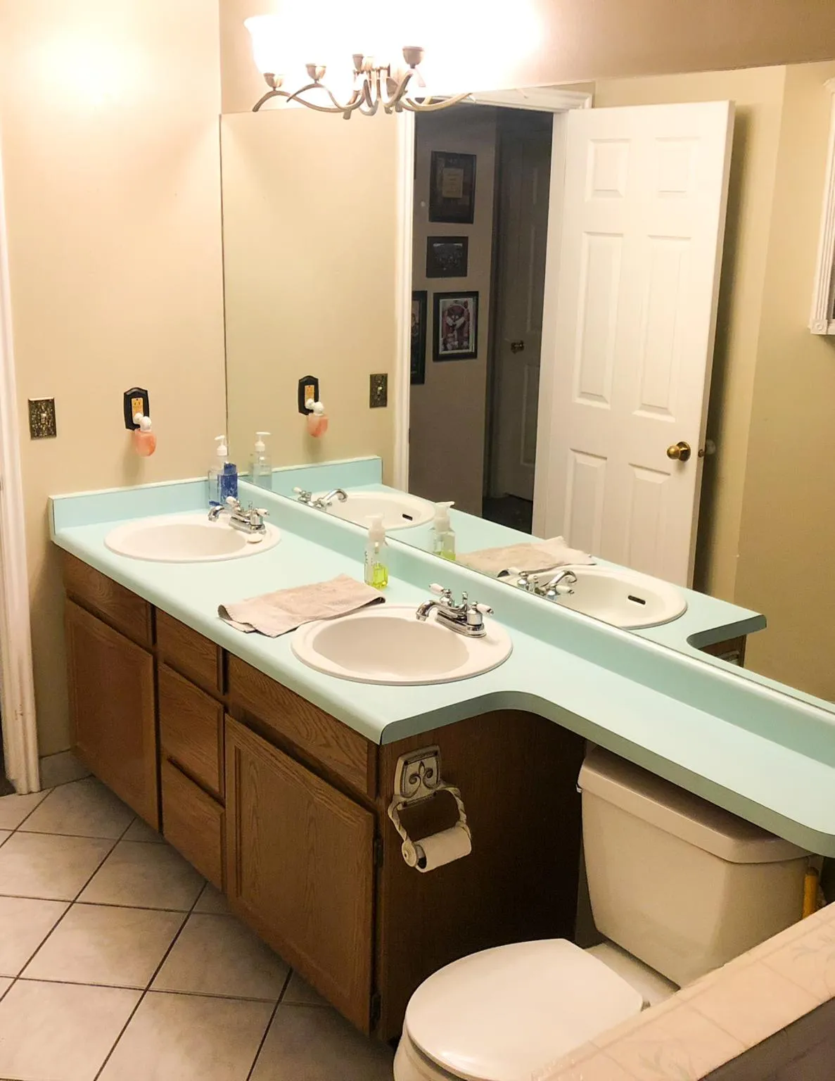 Stone flooring and marble countertop installed in Salt Lake City guest bathroom