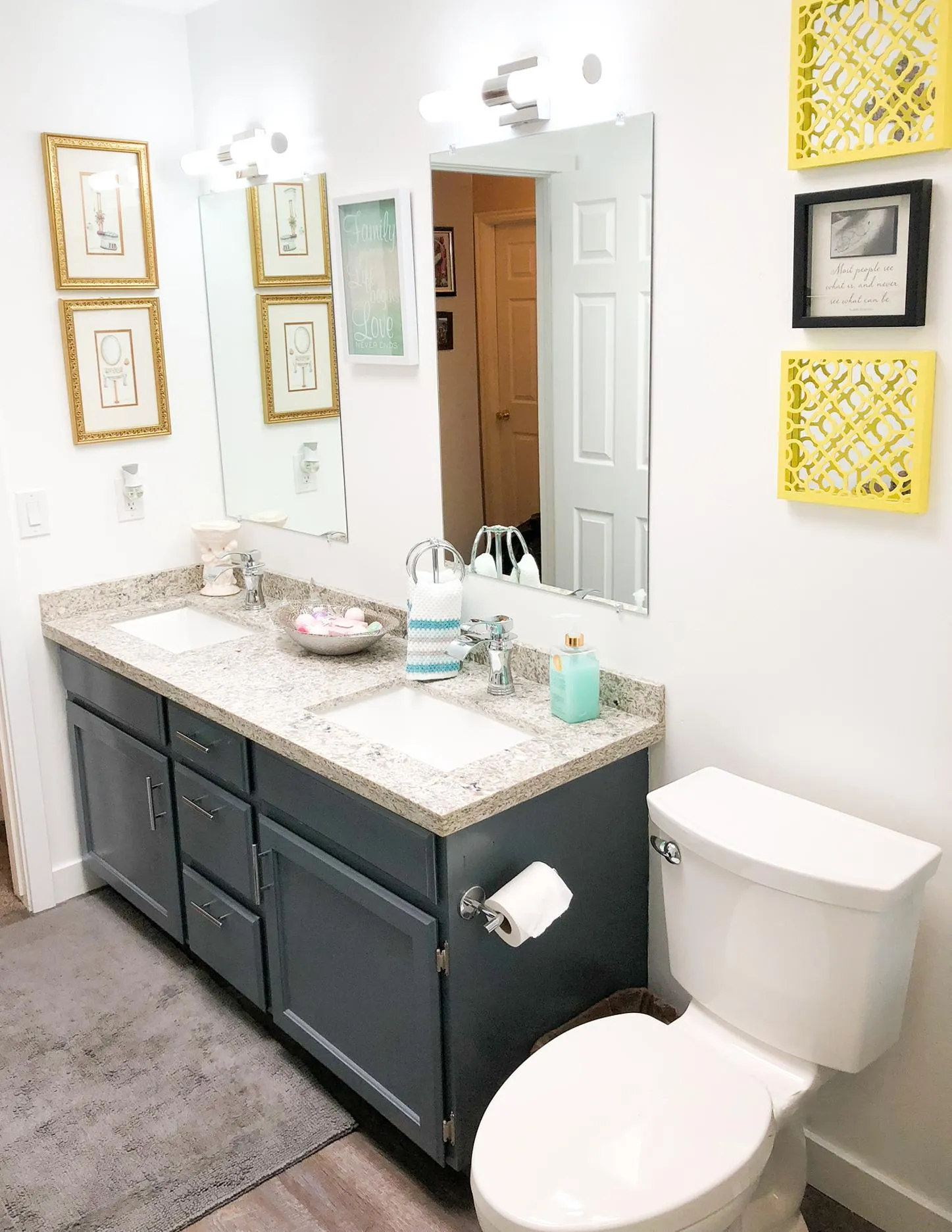 Stone flooring and marble countertop installed in Salt Lake City guest bathroom