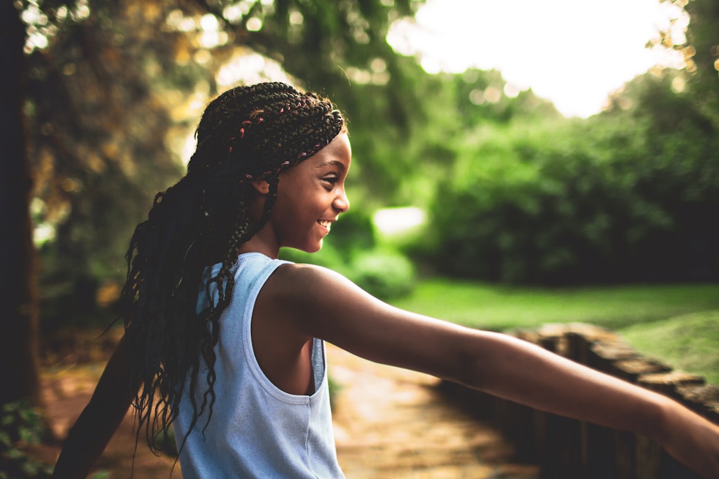 Girl Walking and smiling while walking outside