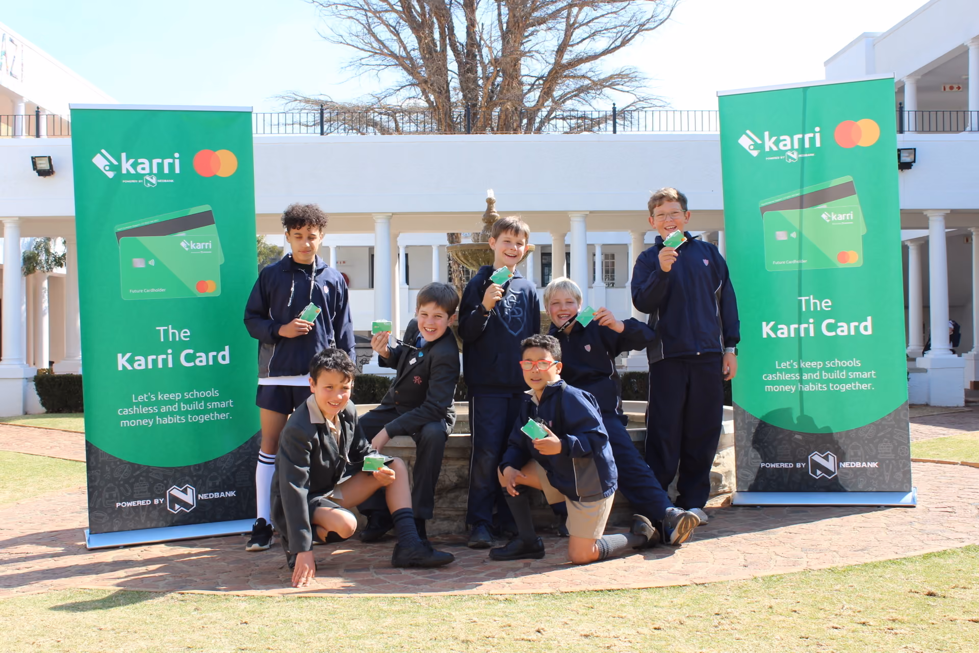 Boys at school with Karri Cards